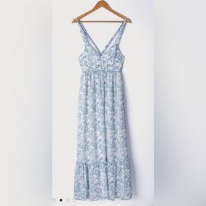 Lulus My Love Story White Floral Print Tie-Back Maxi Dress